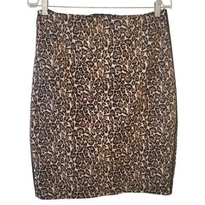 WHBM Leopard Print Cotton Pencil Skirt Size 8